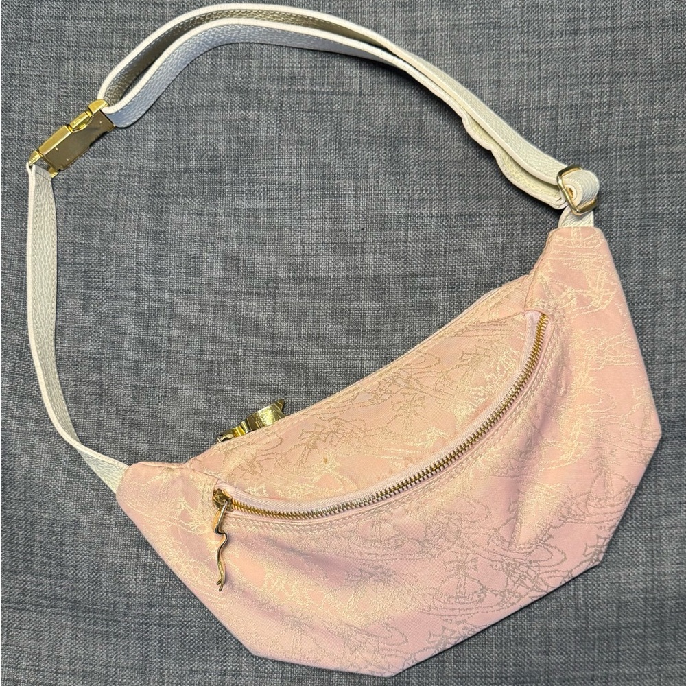 Vivienne Westwood Pink Gold Jacquard Crossbody Belt Bag